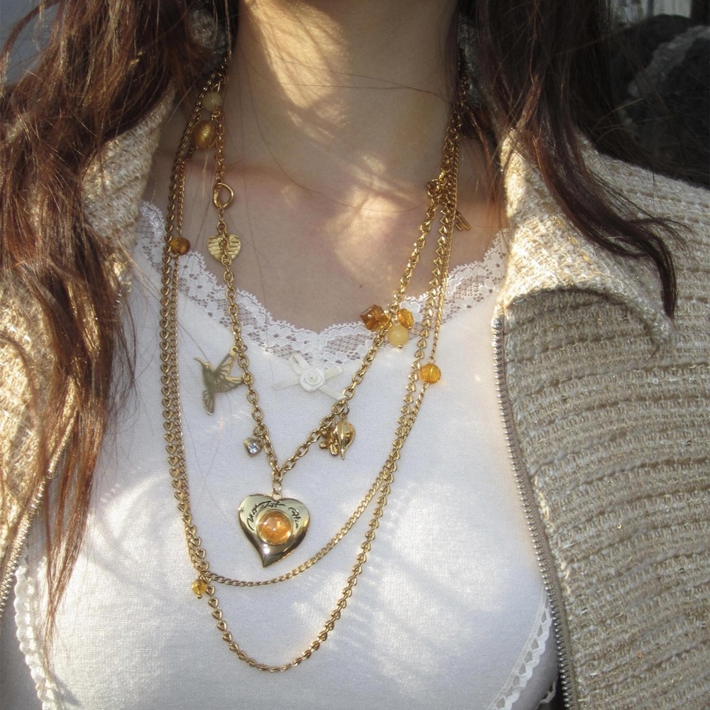 Gold Layered Heart Pendant Necklace